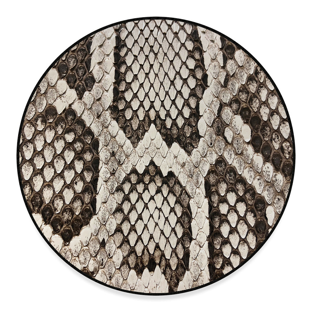 Beige Snakeskin Print Round Floor Mat