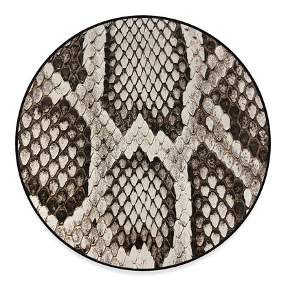 Beige Snakeskin Print Round Floor Mat