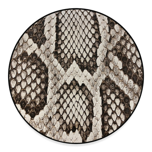 Beige Snakeskin Print Round Floor Mat