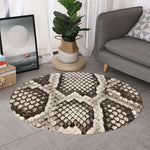 Beige Snakeskin Print Round Rug