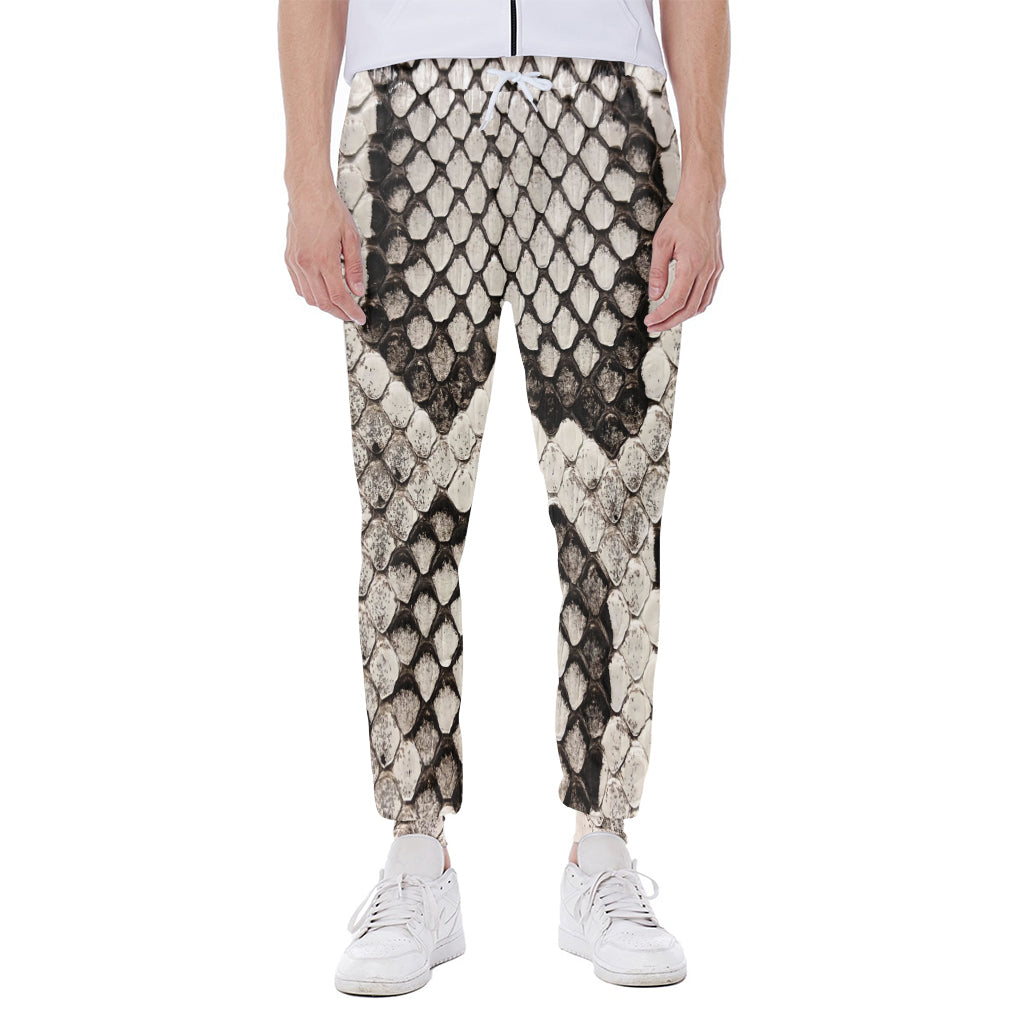 Beige Snakeskin Print Scuba Joggers
