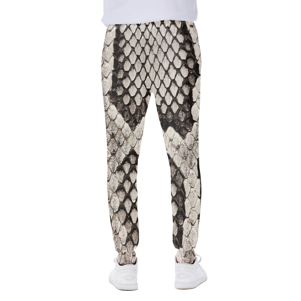 Beige Snakeskin Print Scuba Joggers