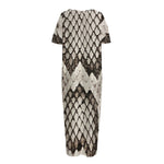 Beige Snakeskin Print Short Sleeve Long Nightdress
