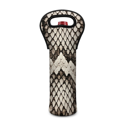 Beige Snakeskin Print Single Neoprene Wine Tote
