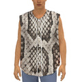 Beige Snakeskin Print Sleeveless Baseball Jersey