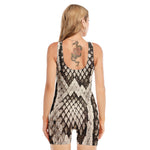 Beige Snakeskin Print Sleeveless One Piece Swimsuit