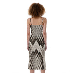 Beige Snakeskin Print Slim Fit Midi Cami Dress