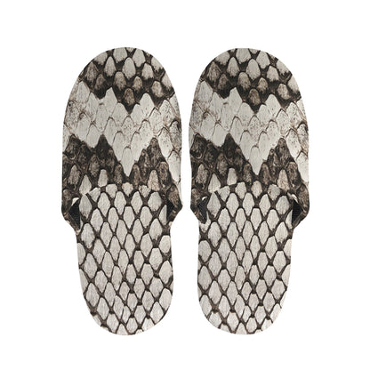 Beige Snakeskin Print Slippers