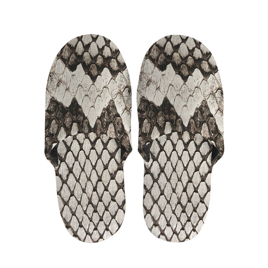 Beige Snakeskin Print Slippers