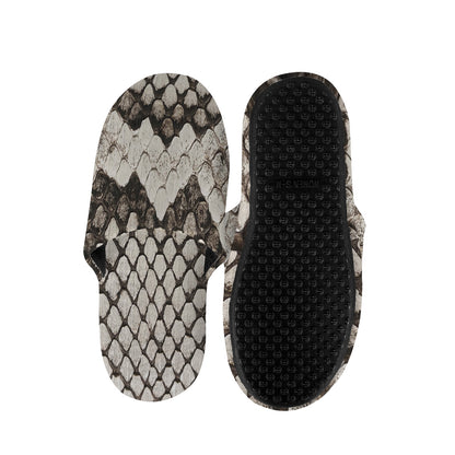 Beige Snakeskin Print Slippers