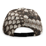 Beige Snakeskin Print Snapback Cap