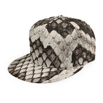 Beige Snakeskin Print Snapback Cap