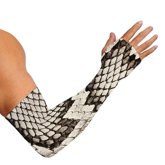 Beige Snakeskin Print Sun Protection Arm Sleeves