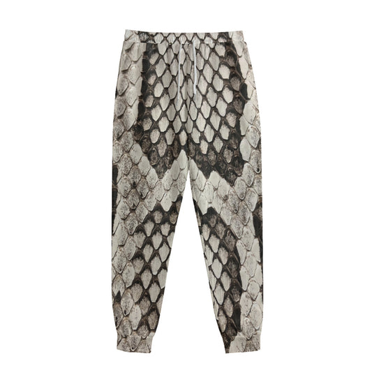 Beige Snakeskin Print Sweatpants