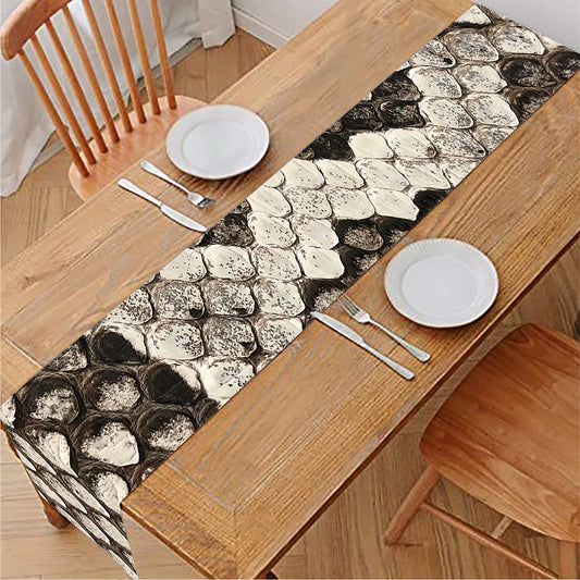 Beige Snakeskin Print Table Runner