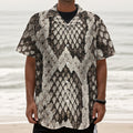 Beige Snakeskin Print Textured Short Sleeve Shirt