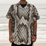 Beige Snakeskin Print Textured Short Sleeve Shirt