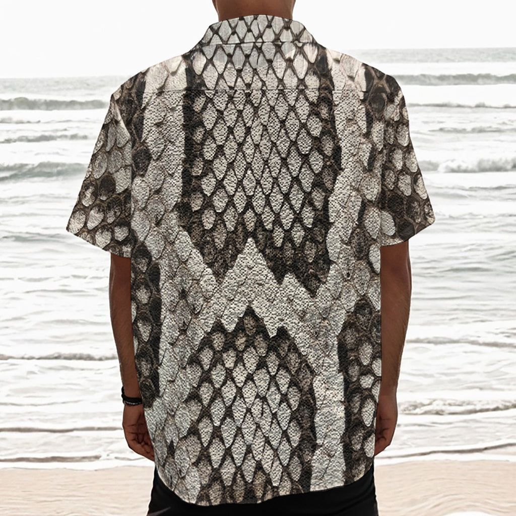 Beige Snakeskin Print Textured Short Sleeve Shirt