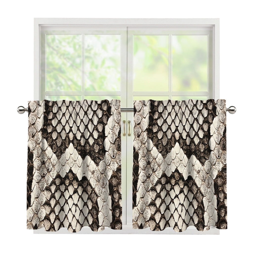 Beige Snakeskin Print Tier Curtains