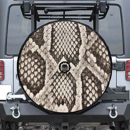 Beige Snakeskin Print Tire Cover With Camera Hole