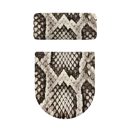 Beige Snakeskin Print Toilet Lid And Tank Cover Set
