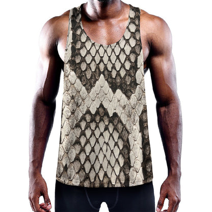 Beige Snakeskin Print Training Tank Top