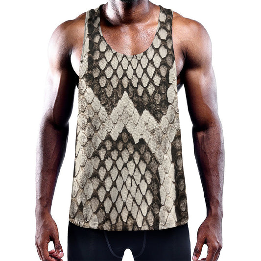 Beige Snakeskin Print Training Tank Top