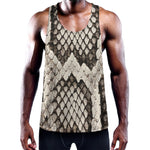 Beige Snakeskin Print Training Tank Top