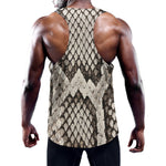 Beige Snakeskin Print Training Tank Top