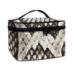Beige Snakeskin Print Travel Makeup Bag