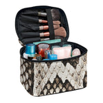 Beige Snakeskin Print Travel Makeup Bag