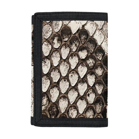 Beige Snakeskin Print Trifold Wallet