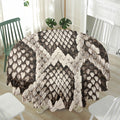Beige Snakeskin Print Waterproof Round Tablecloth