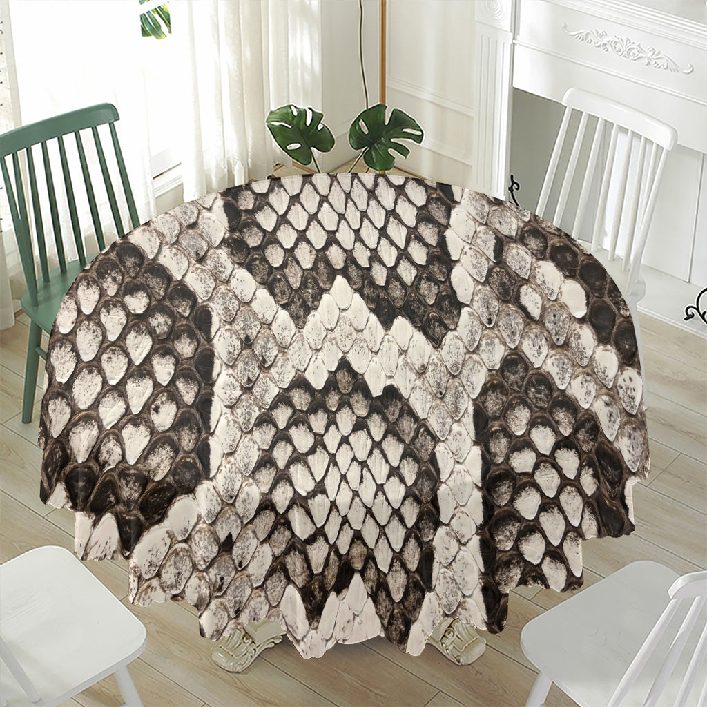 Beige Snakeskin Print Waterproof Round Tablecloth