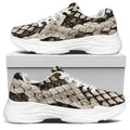 Beige Snakeskin Print White Chunky Shoes