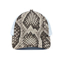 Beige Snakeskin Print White Mesh Trucker Hat