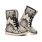 Beige Snakeskin Print Winter Boots