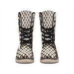 Beige Snakeskin Print Winter Boots