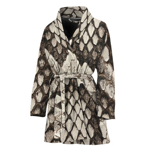 Beige Snakeskin Print Women's Bathrobe