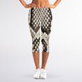 Beige Snakeskin Print Women's Capri Leggings