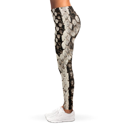 Beige Snakeskin Print Women's Leggings