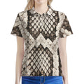 Beige Snakeskin Print Women's Polo Shirt