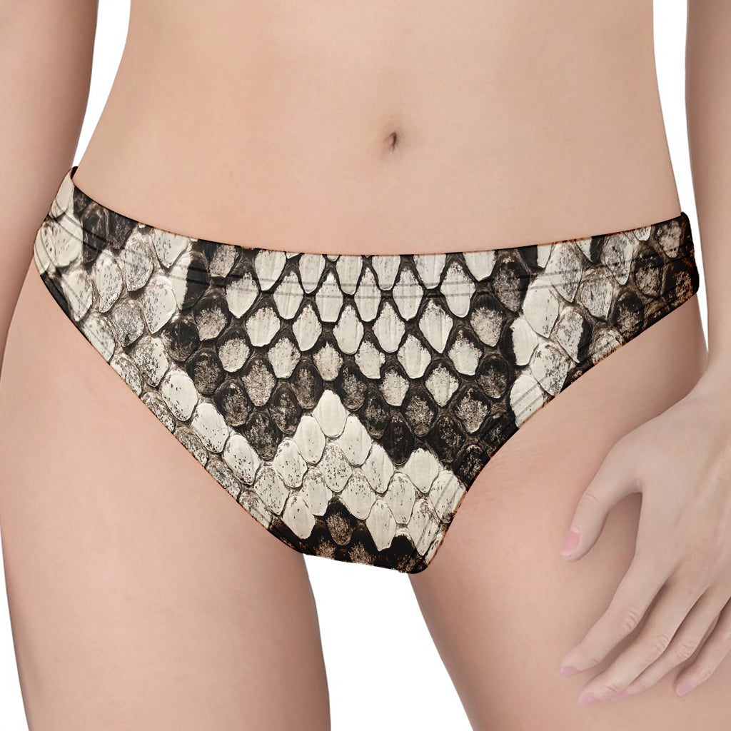 Beige Snakeskin Print Women's Thong