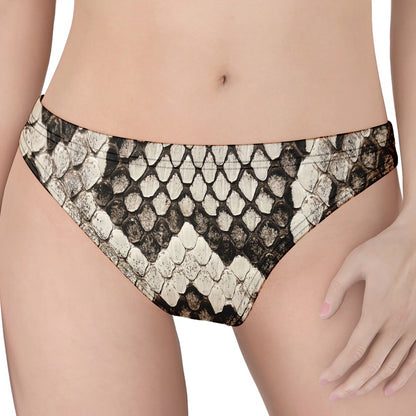 Beige Snakeskin Print Women's Thong