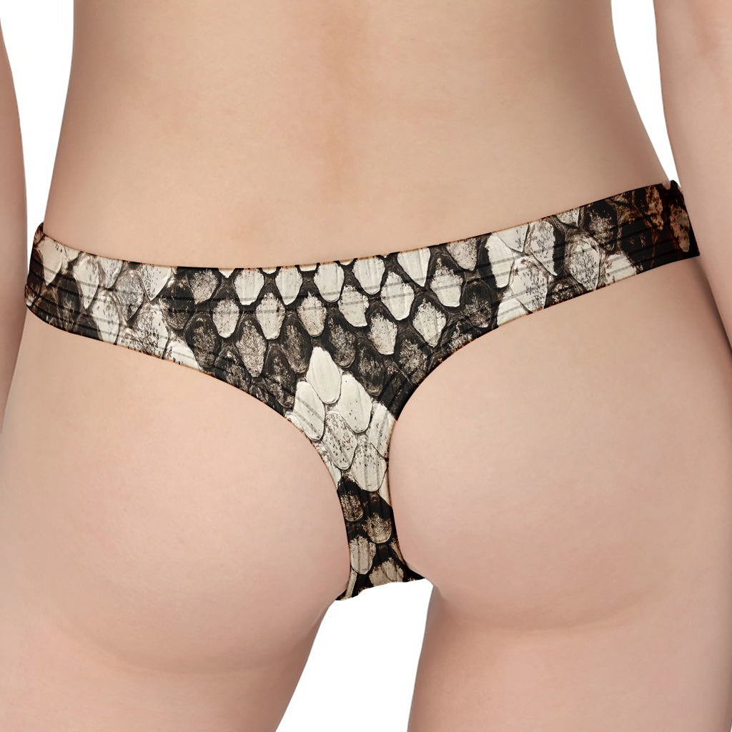 Beige Snakeskin Print Women's Thong