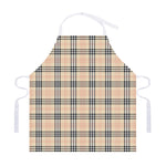 Beige Tartan Pattern Print Adjustable Apron