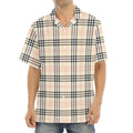 Beige Tartan Pattern Print Aloha Shirt