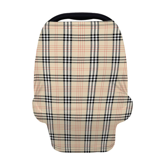 Beige Tartan Pattern Print Baby Seat Cover