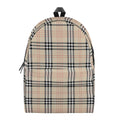 Beige Tartan Pattern Print School Backpack