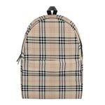 Beige Tartan Pattern Print Backpack